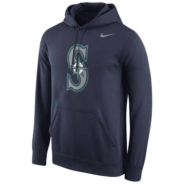 Men Seattle Mariners Nike Logo Performance Pullover Hoodie Navy->oakland athletics->MLB Jersey